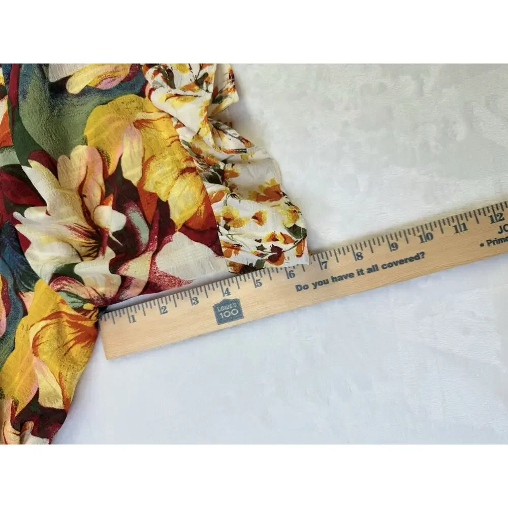 Figueroa & Flower Maxi Dress Women’s Sz L Flutter Sleeve Tiered Floral Tie Waist - Picture 11 of 11